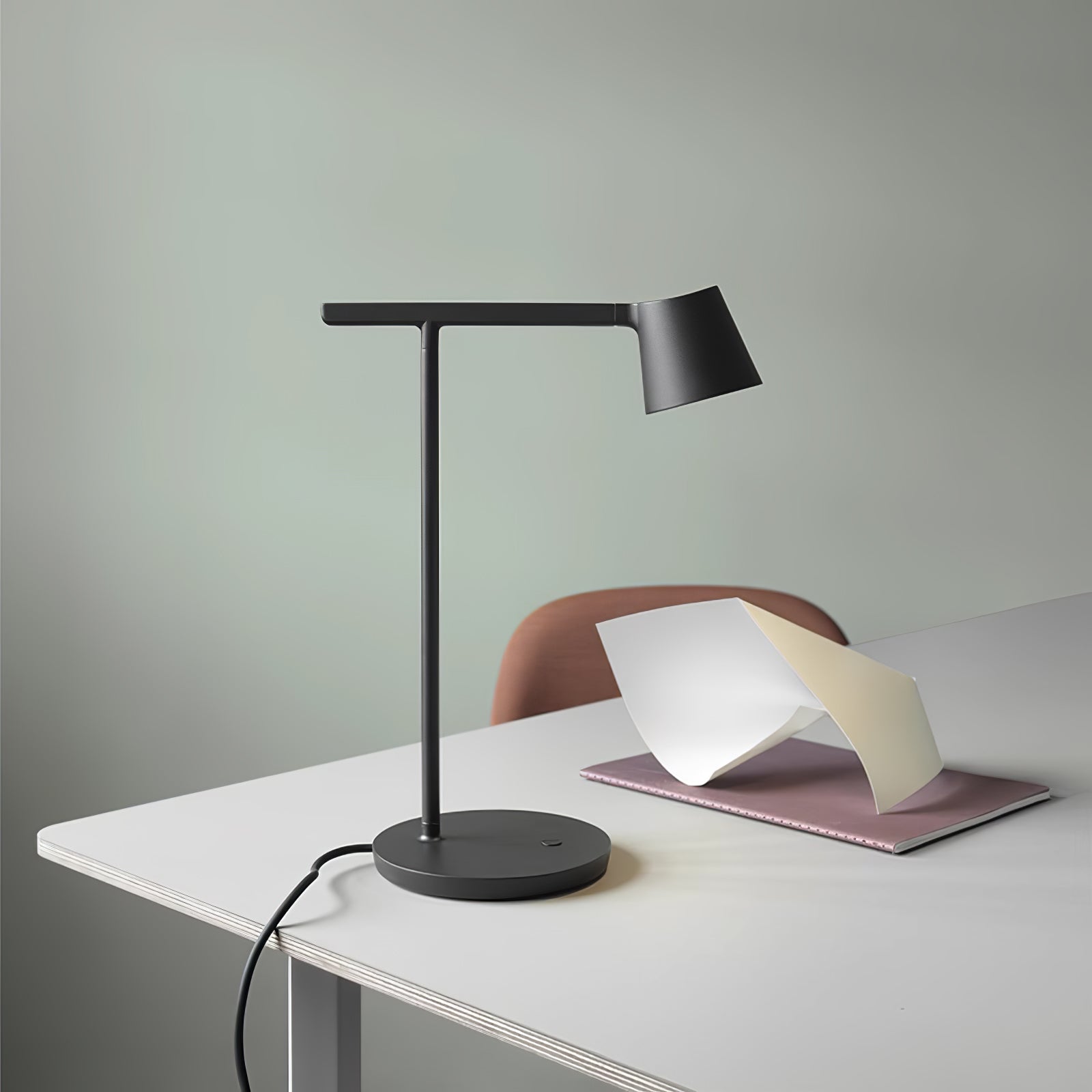 Modern Minimalist Tip Table Lamp with Adjustable Head and Dimmable LED Light for Workspace