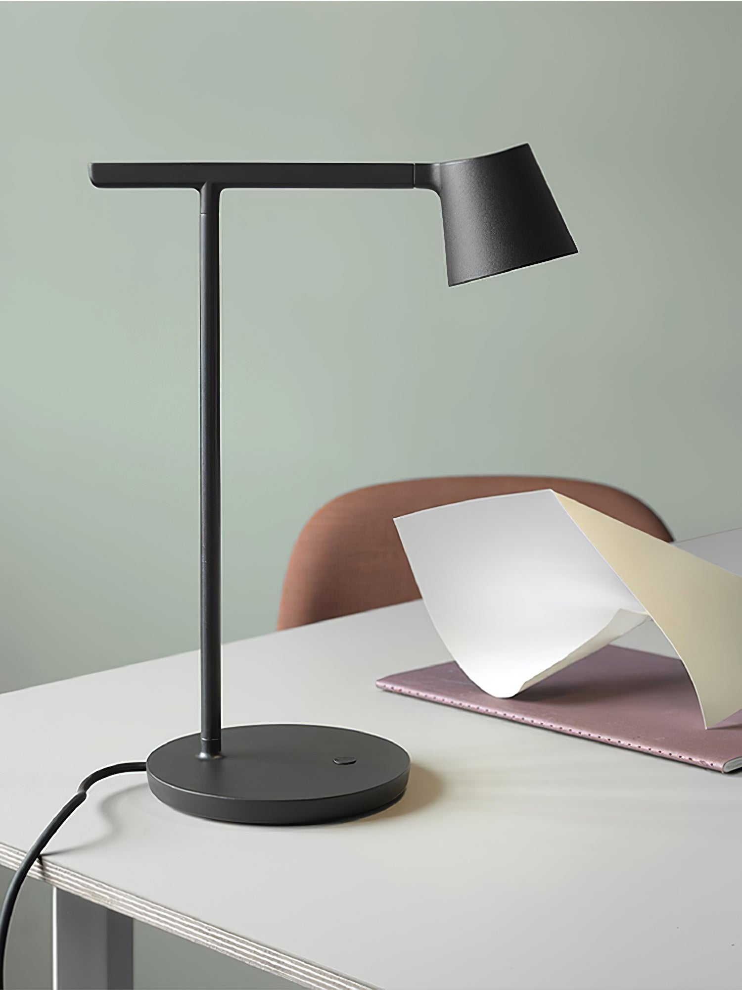 Modern Minimalist Tip Table Lamp with Adjustable Head and Dimmable LED Light for Workspace