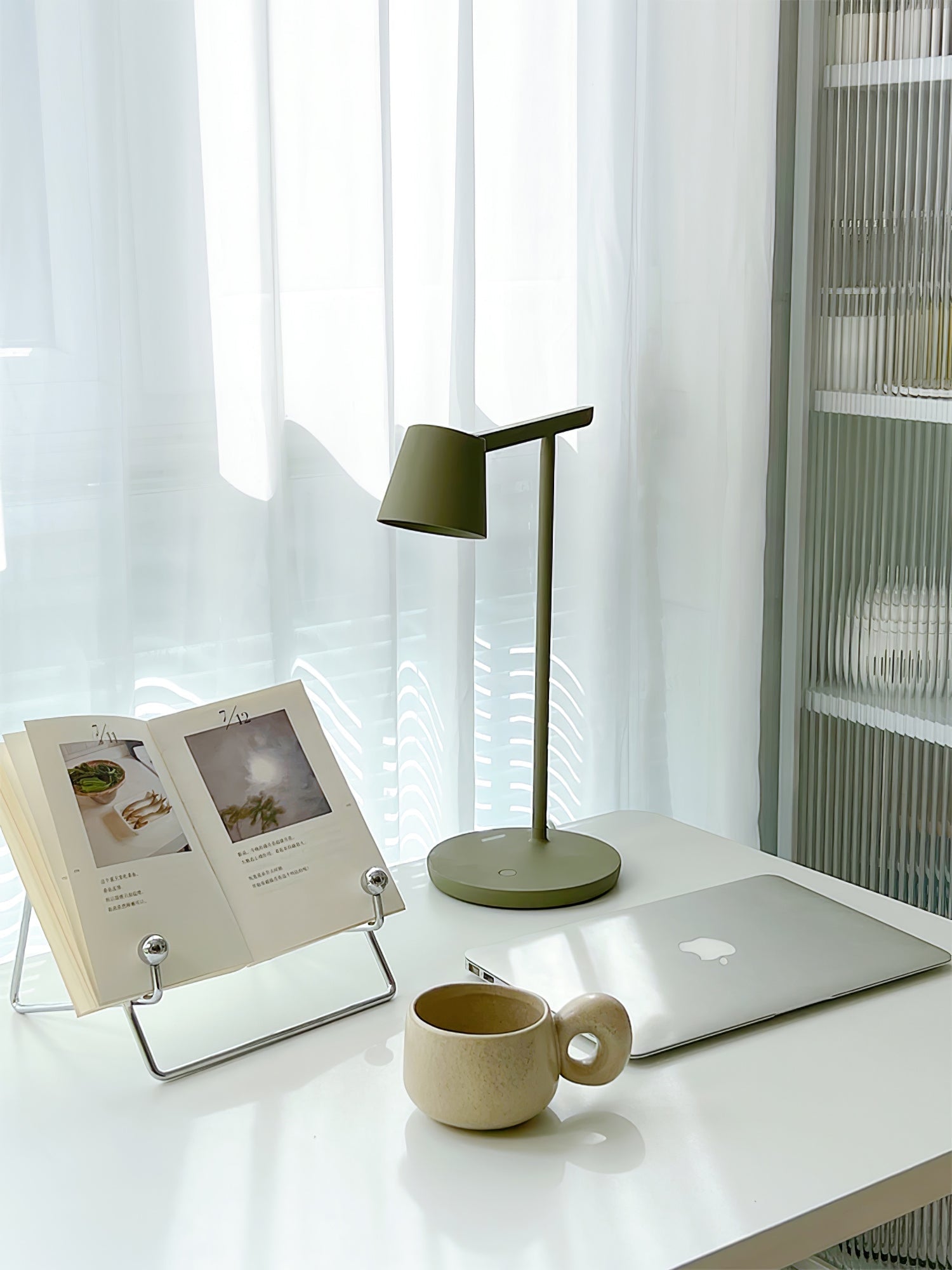 Modern Minimalist Tip Table Lamp with Adjustable Head and Dimmable LED Light for Workspace