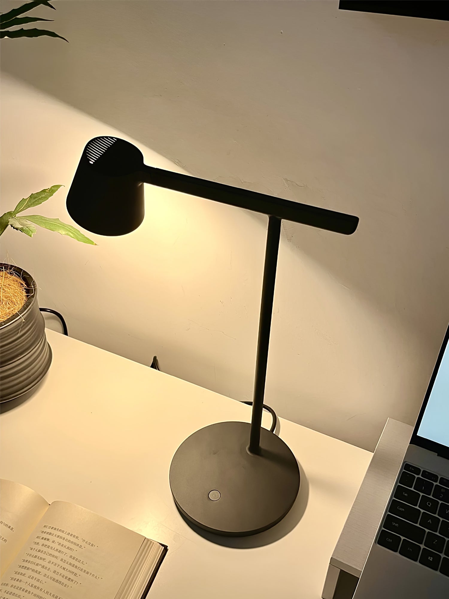 Modern Minimalist Tip Table Lamp with Adjustable Head and Dimmable LED Light for Workspace