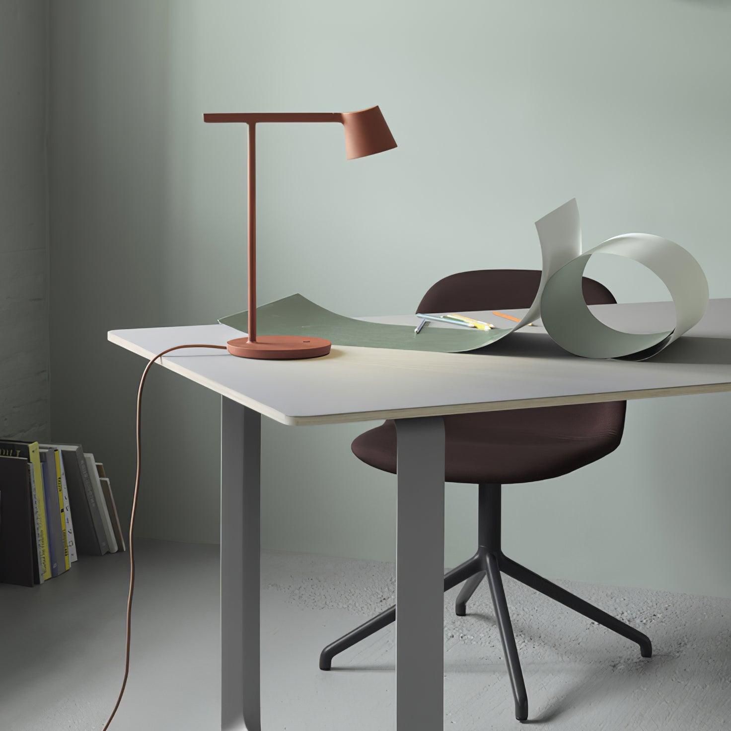 Modern Minimalist Tip Table Lamp with Adjustable Head and Dimmable LED Light for Workspace