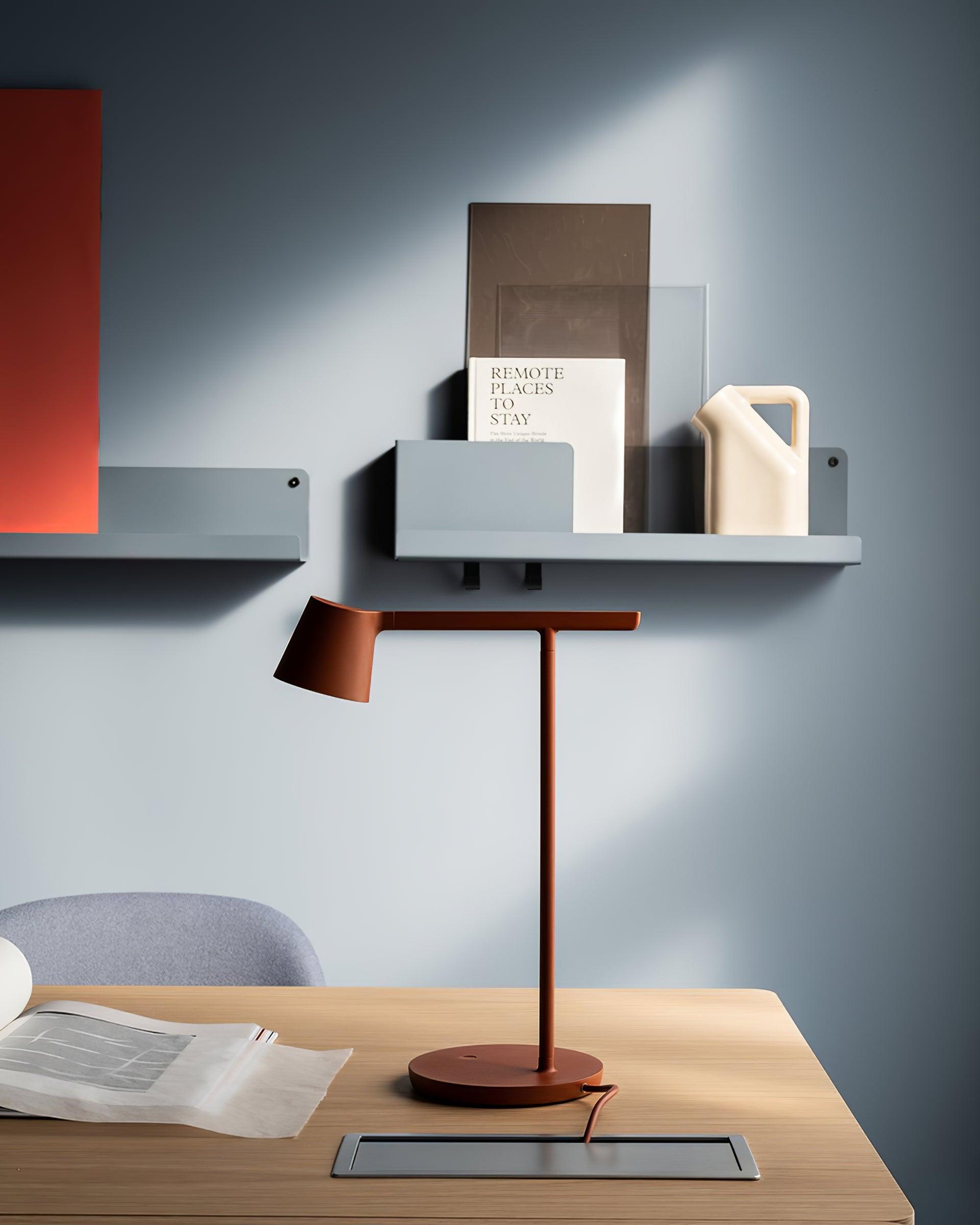 Modern Minimalist Tip Table Lamp with Adjustable Head and Dimmable LED Light for Workspace