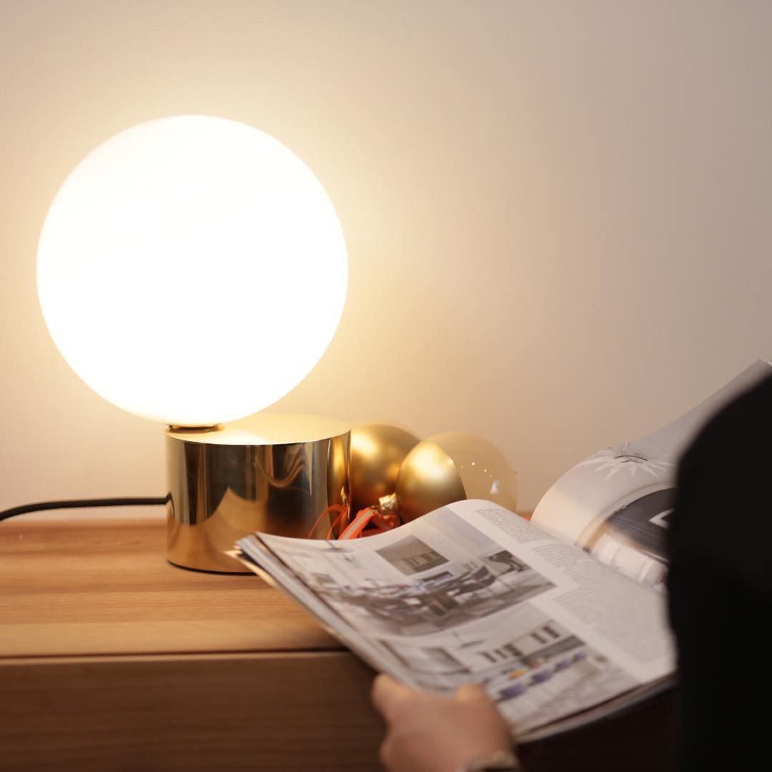 Modern Handcrafted Glass Globe Desk Lamp Gold Minimalist Table Light for Home Office