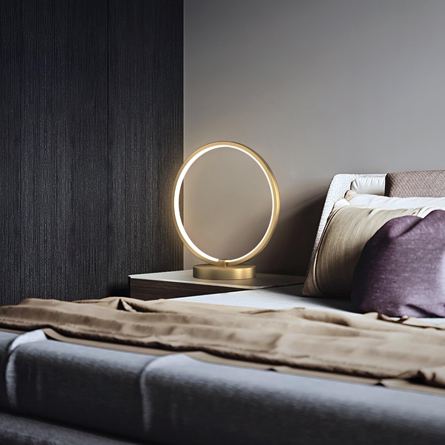 Tivoli Modern Round Brass LED Table Lamp Minimalist Bedside Lighting for Bedroom