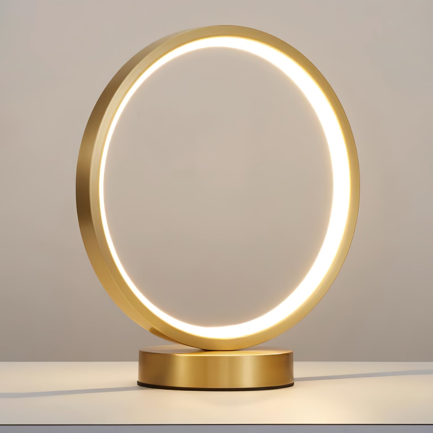 Tivoli Modern Round Brass LED Table Lamp Minimalist Bedside Lighting for Bedroom
