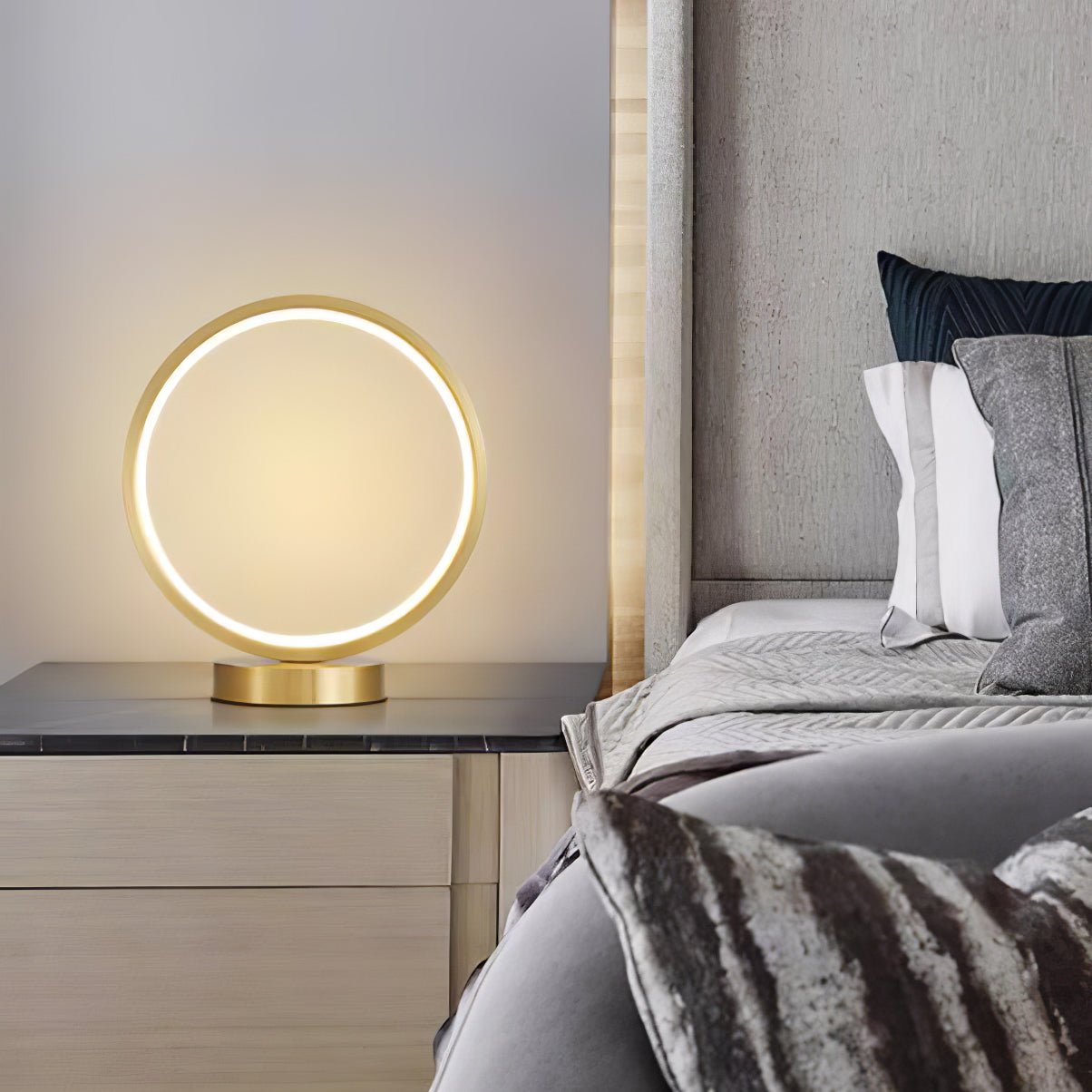 Tivoli Modern Round Brass LED Table Lamp Minimalist Bedside Lighting for Bedroom
