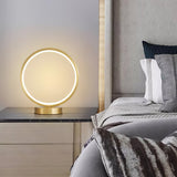 Tivoli Modern Round Brass LED Table Lamp Minimalist Bedside Lighting for Bedroom