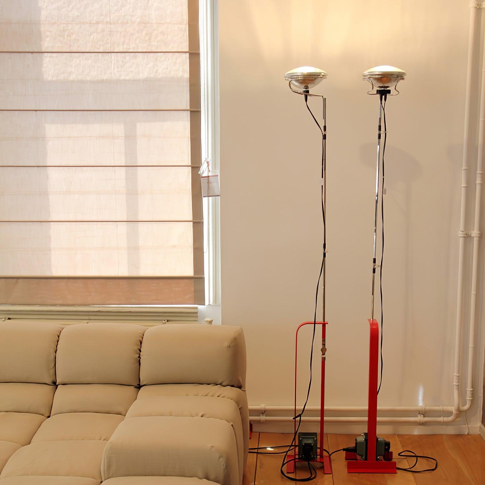 Modern Industrial Adjustable LED Floor Lamp with Telescopic Stem for Living Room Lighting