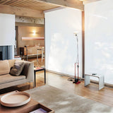 Modern Industrial Adjustable LED Floor Lamp with Telescopic Stem for Living Room Lighting