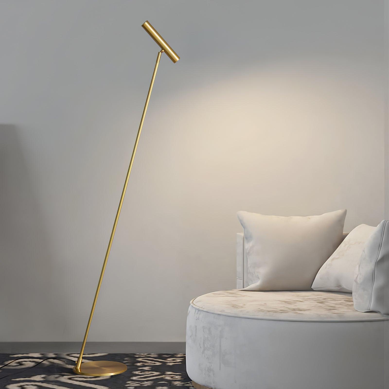 Modern Slim Brass LED Uplight Floor Lamp with Three Color Temperatures for Contemporary Living Rooms