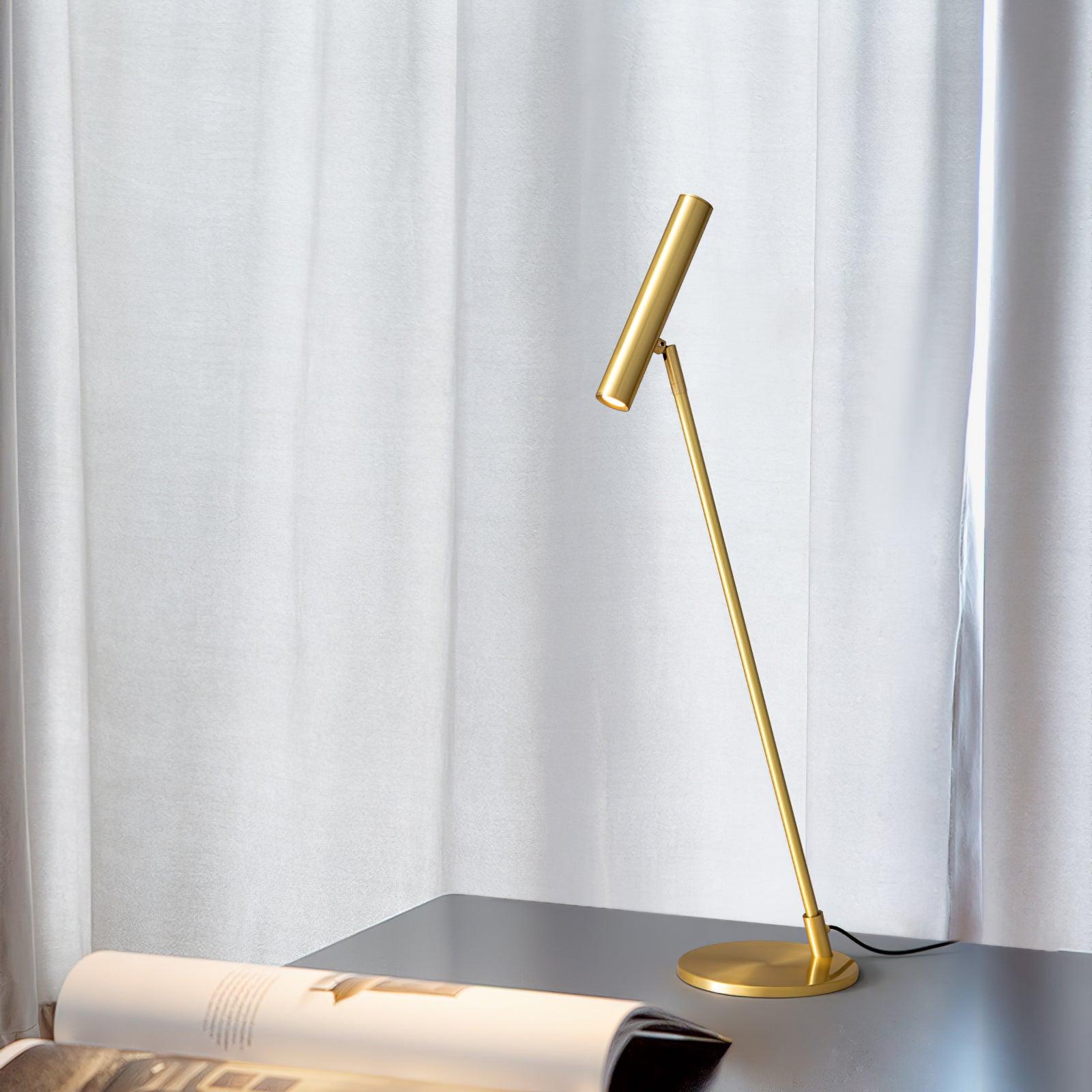 Tom Modern Brass LED Table Lamp with Adjustable Head and Three Color Temperatures