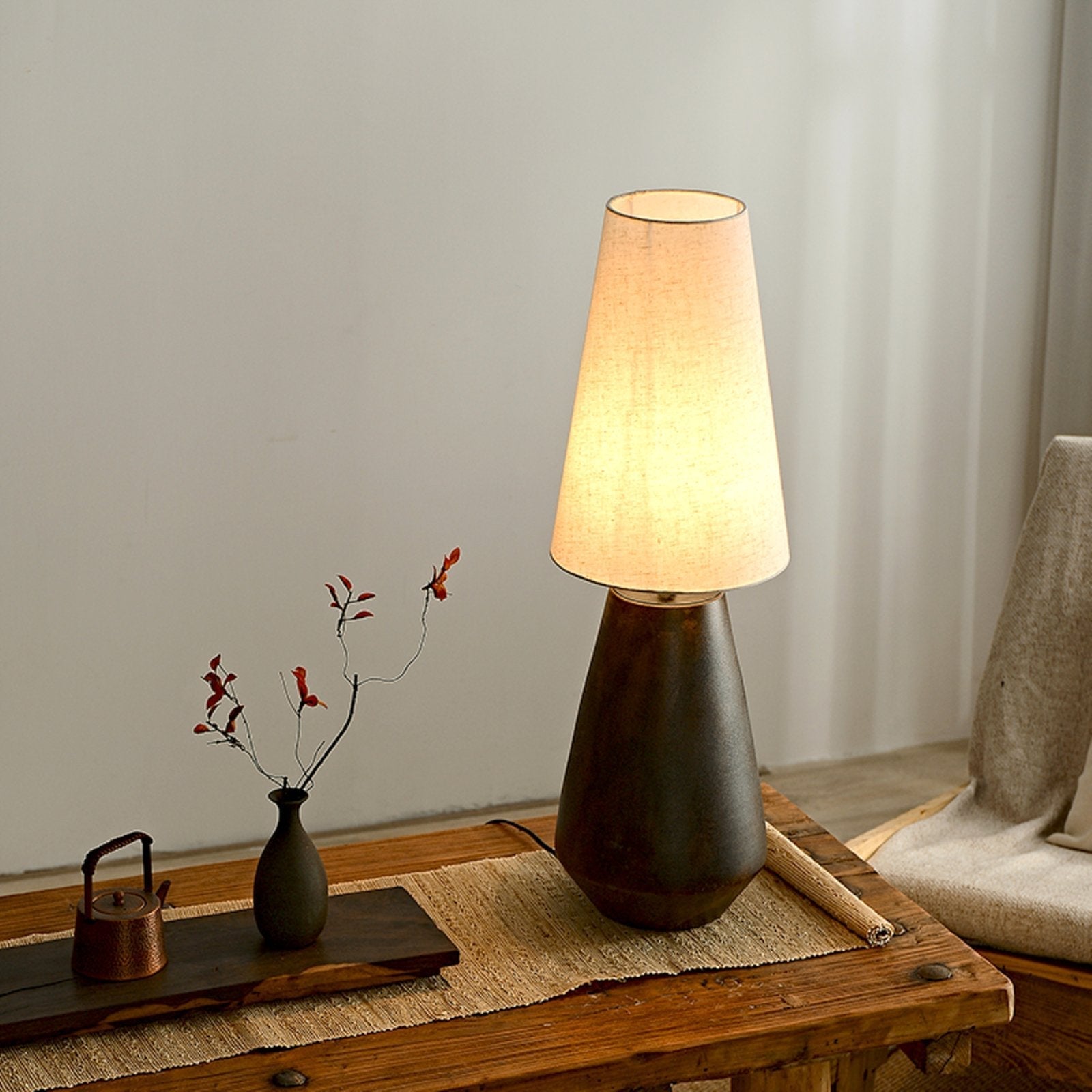vintage-handcrafted-rustic-ceramic-table-lamp-with-beige-linen-shade-and-aged-texture