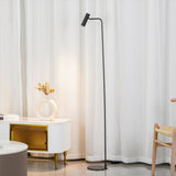 Modern Minimalist Adjustable LED Reading Floor Lamp with Slim Brass Body