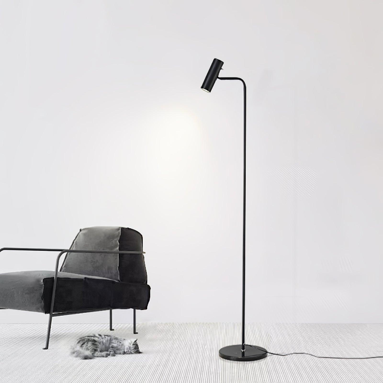 Modern Minimalist Adjustable LED Reading Floor Lamp with Slim Brass Body