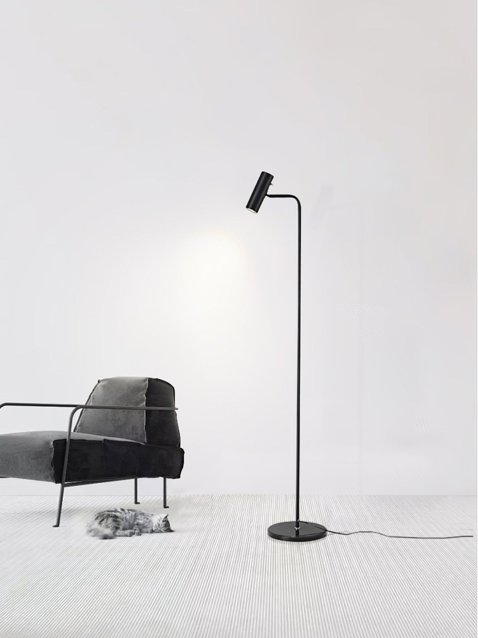 Modern Minimalist Adjustable LED Reading Floor Lamp with Slim Brass Body