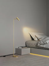Modern Minimalist Adjustable LED Reading Floor Lamp with Slim Brass Body