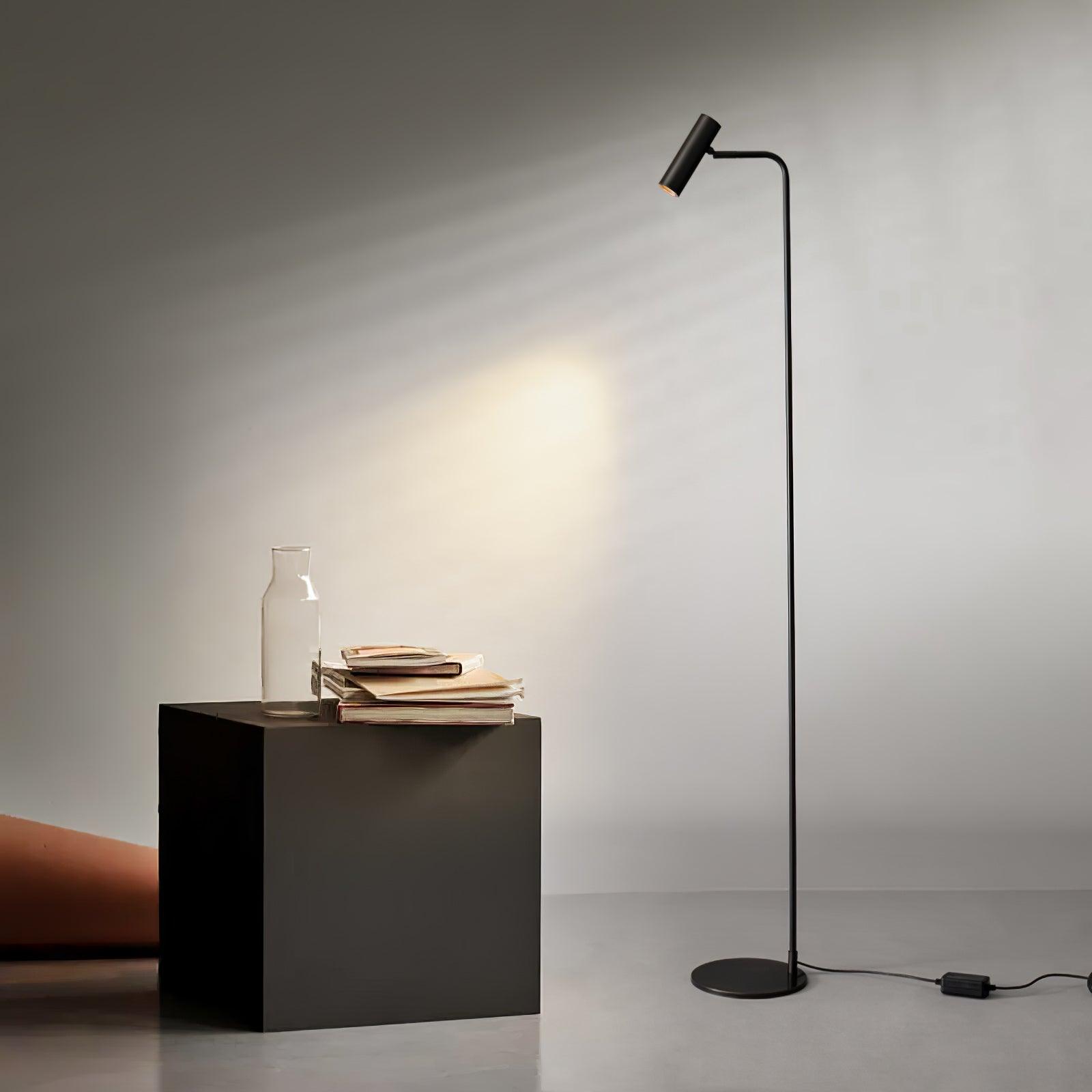 Modern Minimalist Adjustable LED Reading Floor Lamp with Slim Brass Body