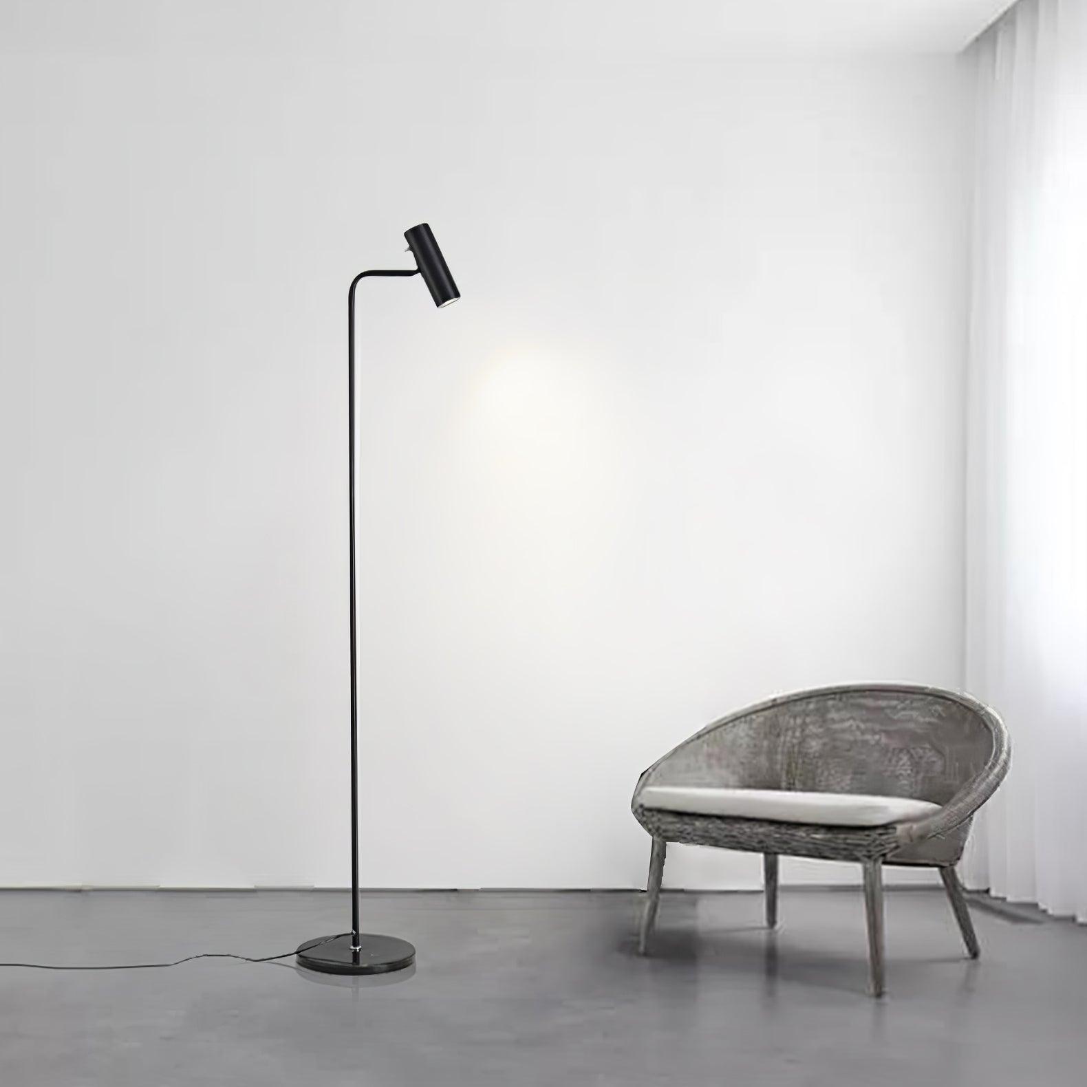 Modern Minimalist Adjustable LED Reading Floor Lamp with Slim Brass Body