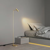 Modern Minimalist Adjustable LED Reading Floor Lamp with Slim Brass Body