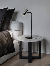 Modern Brass LED Table Lamp with Adjustable Head and Satin Finish Design
