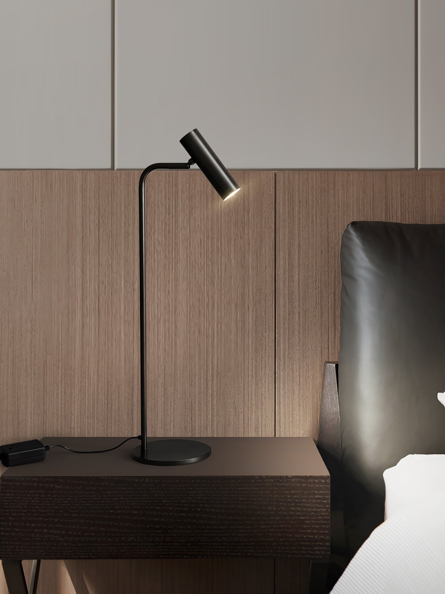 Modern Brass LED Table Lamp with Adjustable Head and Satin Finish Design