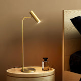 Modern Brass LED Table Lamp with Adjustable Head and Satin Finish Design