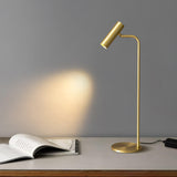 Modern Brass LED Table Lamp with Adjustable Head and Satin Finish Design