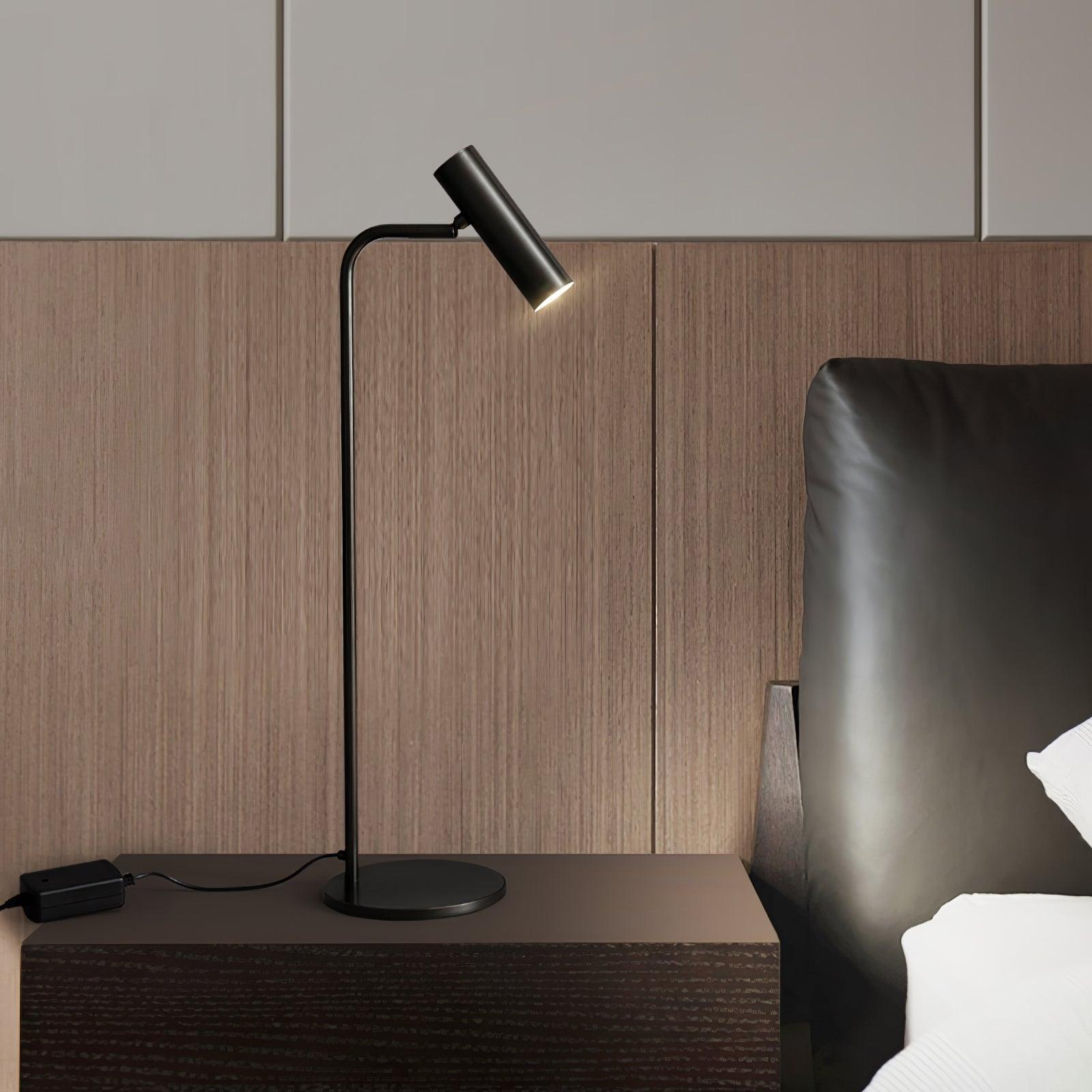 Modern Brass LED Table Lamp with Adjustable Head and Satin Finish Design