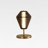 Modern Ribbed Totem Glass Table Lamp with Gold Base for Bedside or Living Room Integrated LED Light
