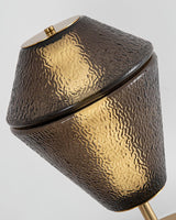 Modern Ribbed Totem Glass Table Lamp with Gold Base for Bedside or Living Room Integrated LED Light