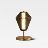 Modern Ribbed Totem Glass Table Lamp with Gold Base for Bedside or Living Room Integrated LED Light