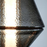 Modern Ribbed Totem Glass Table Lamp with Gold Base for Bedside or Living Room Integrated LED Light