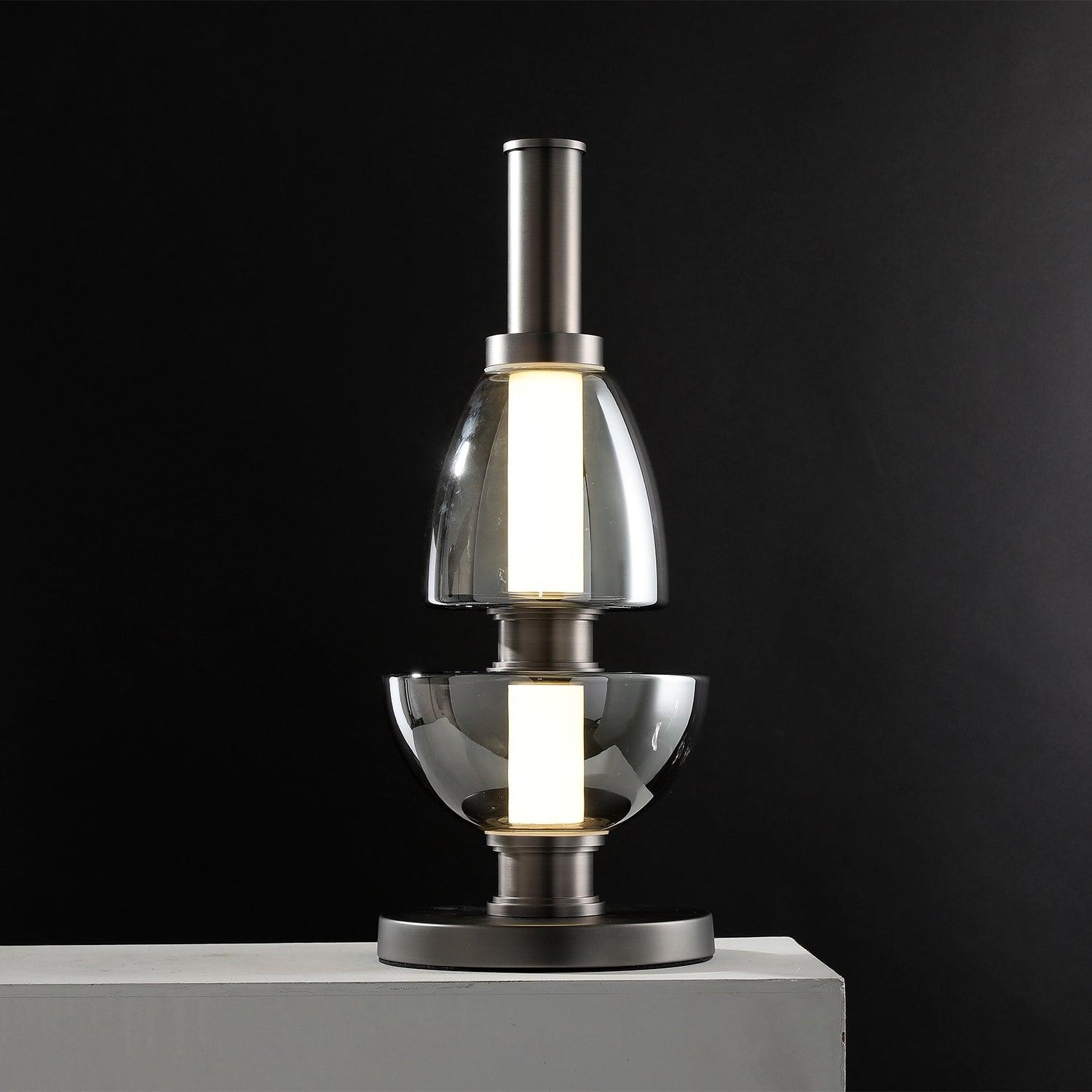 Modern Totem Geometric Glass Table Lamp with Integrated LED for Living Room Decor
