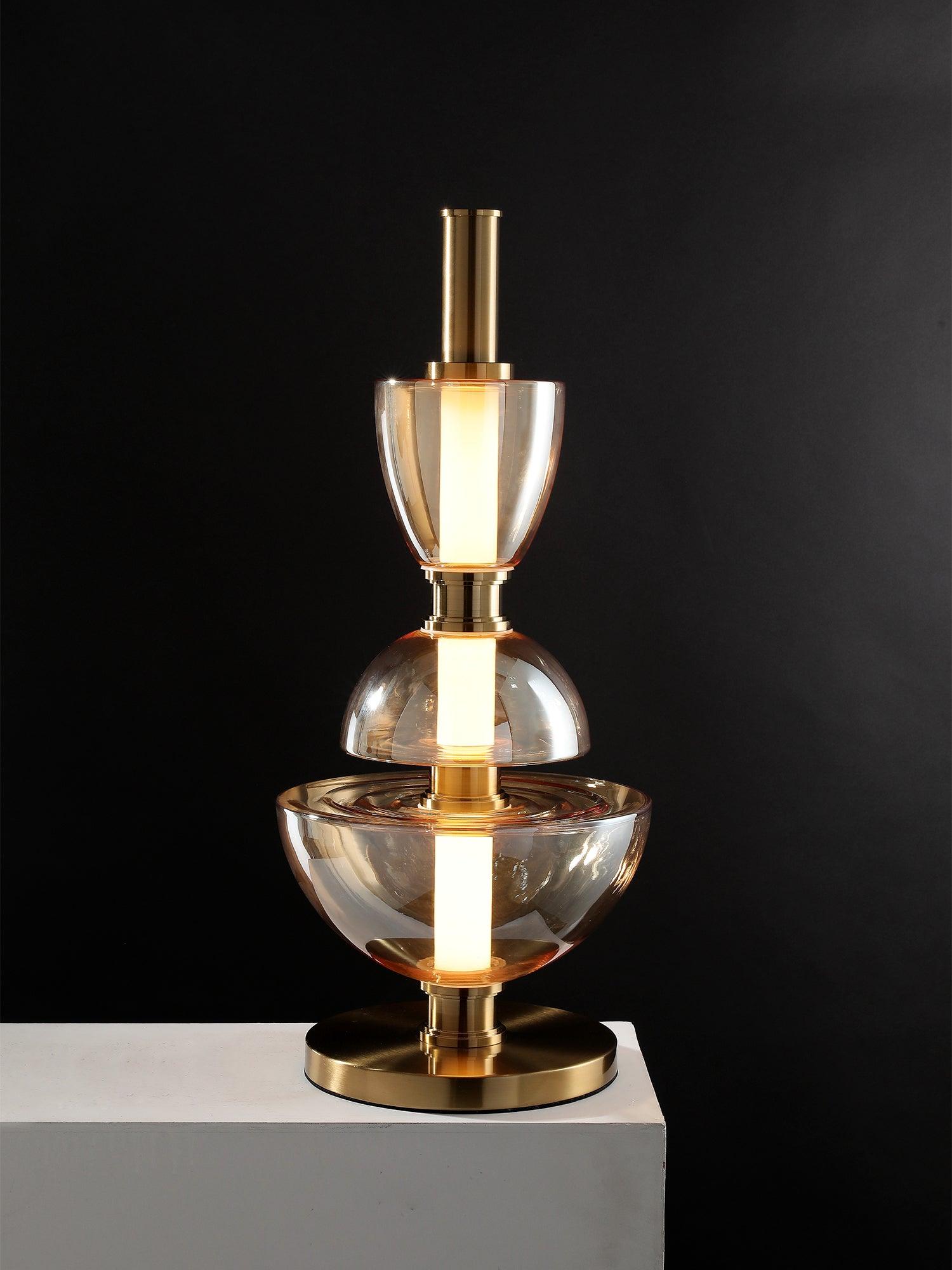Modern Totem Geometric Glass Table Lamp with Integrated LED for Living Room Decor