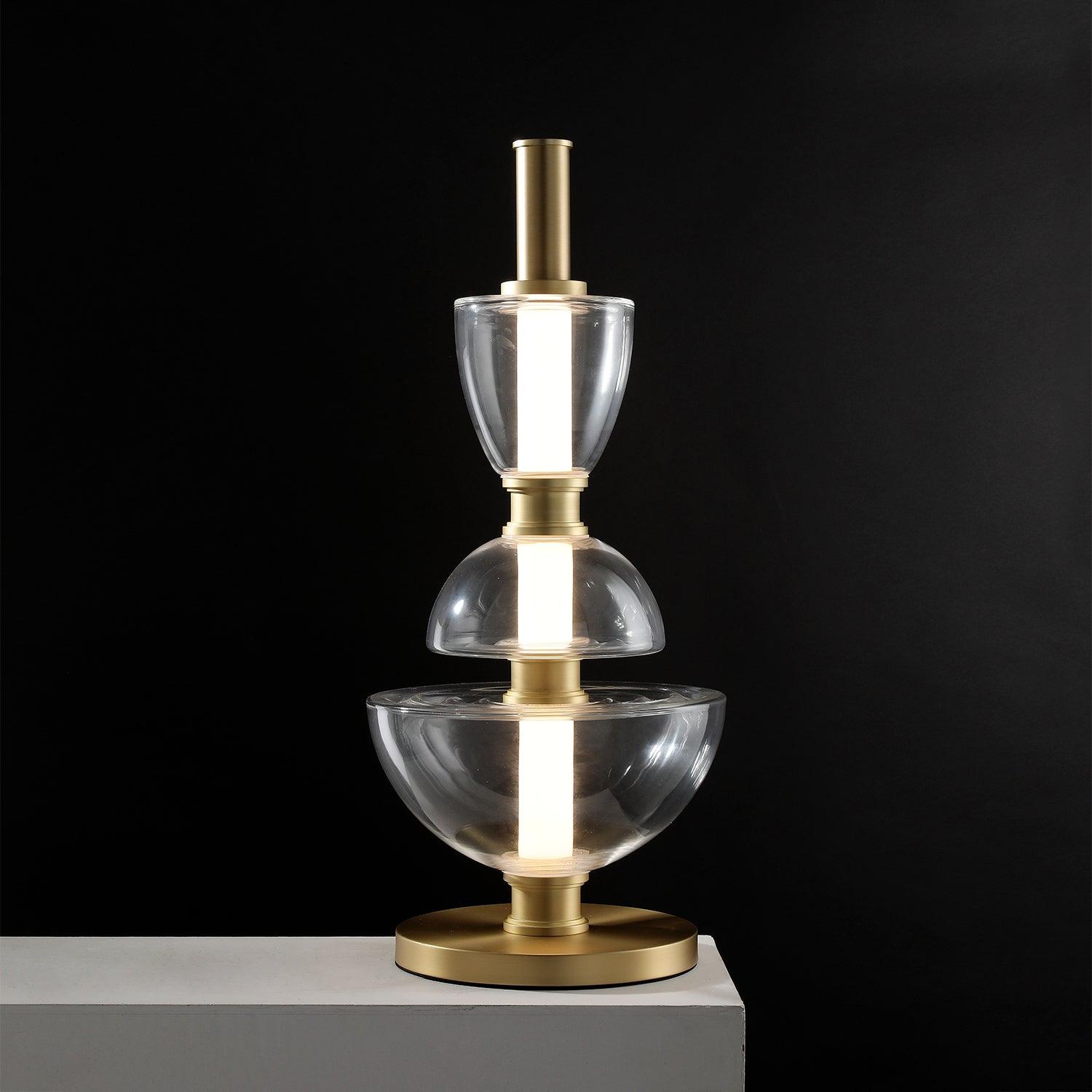 Modern Totem Geometric Glass Table Lamp with Integrated LED for Living Room Decor