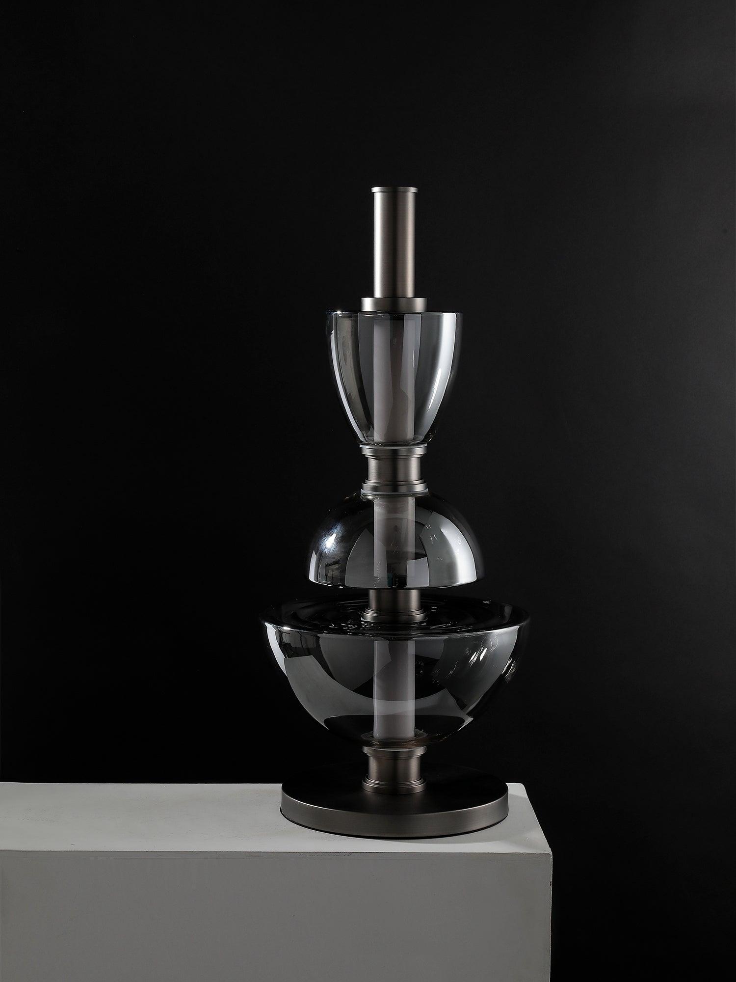 Modern Totem Geometric Glass Table Lamp with Integrated LED for Living Room Decor