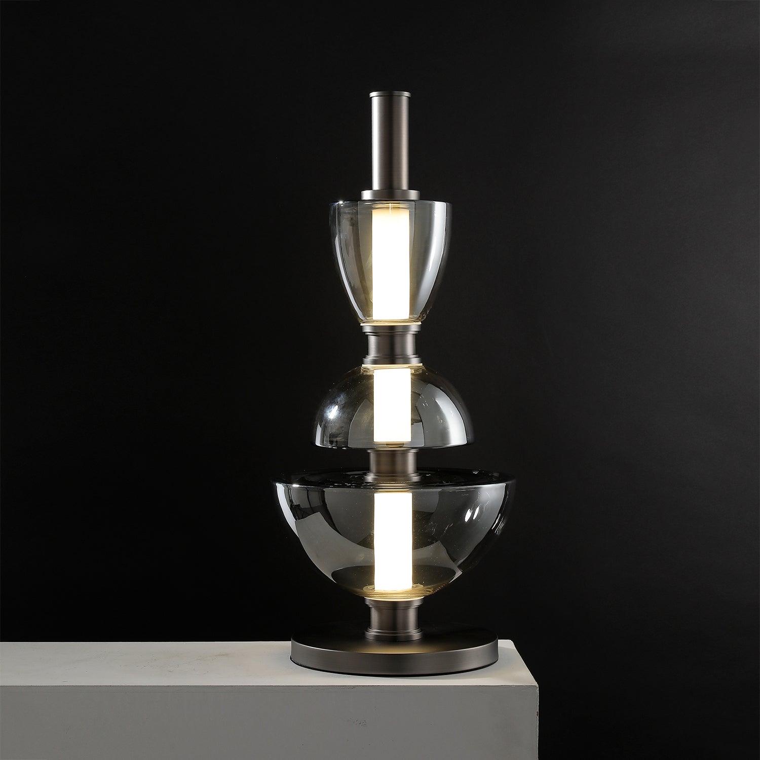 Modern Totem Geometric Glass Table Lamp with Integrated LED for Living Room Decor