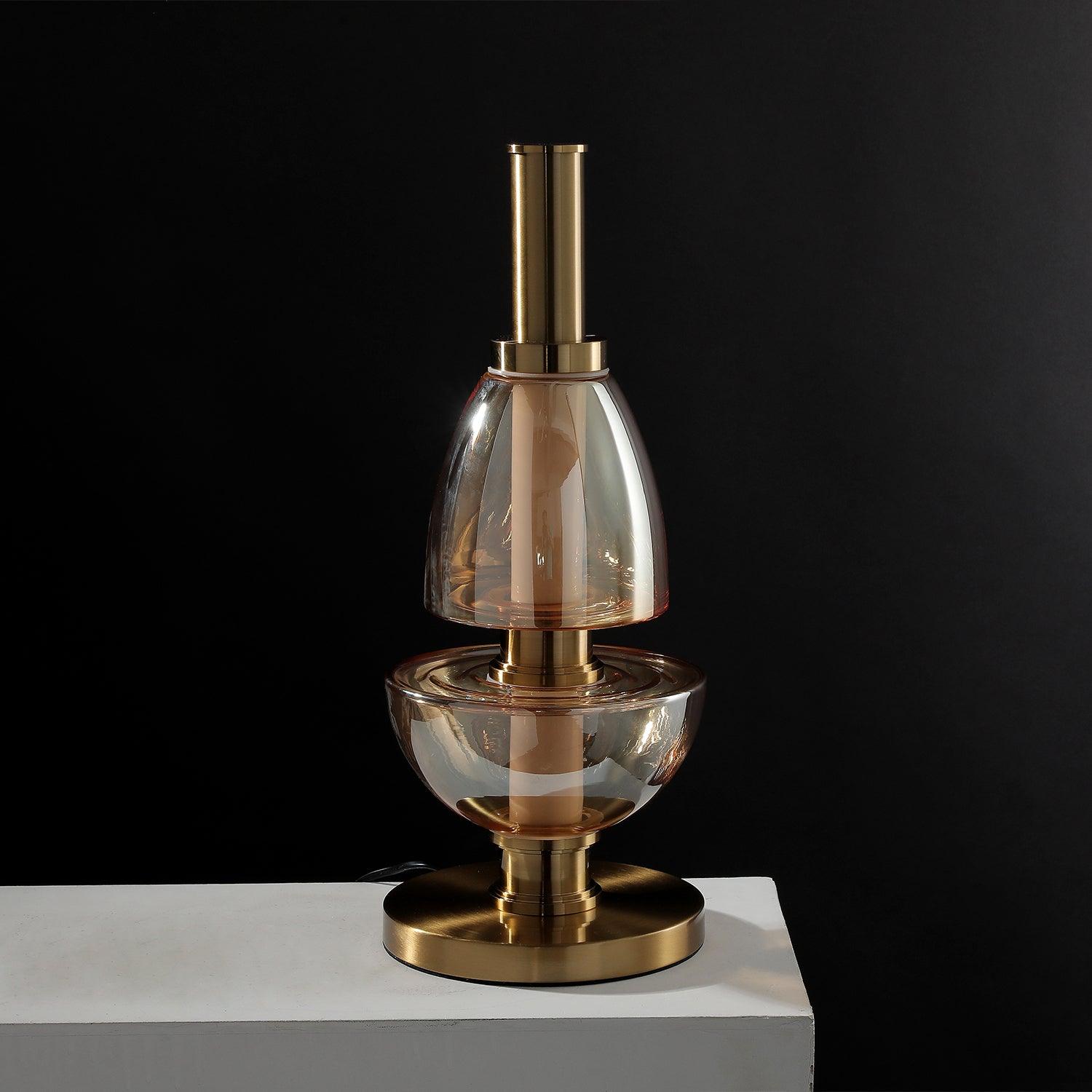Modern Totem Geometric Glass Table Lamp with Integrated LED for Living Room Decor