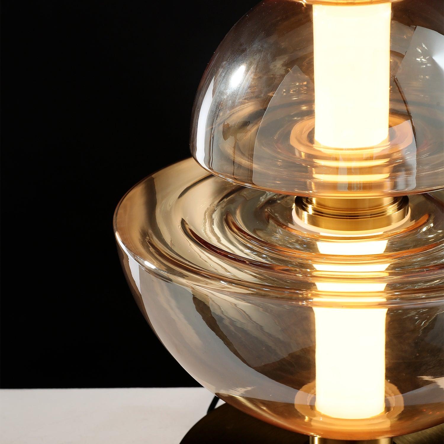 Modern Totem Geometric Glass Table Lamp with Integrated LED for Living Room Decor