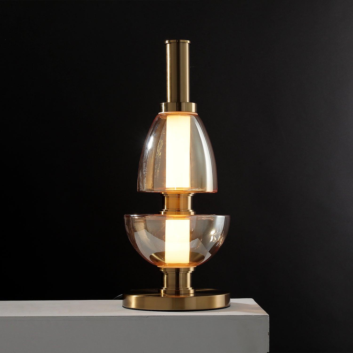 Modern Totem Geometric Glass Table Lamp with Integrated LED for Living Room Decor