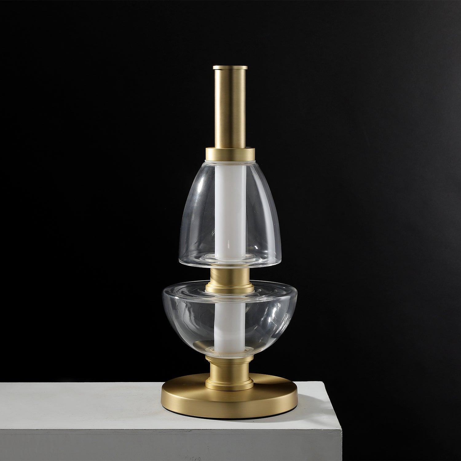 Modern Totem Geometric Glass Table Lamp with Integrated LED for Living Room Decor