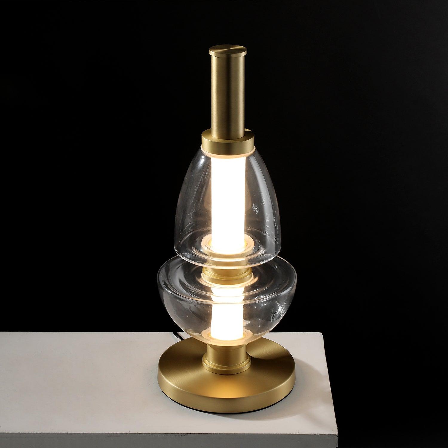 Modern Totem Geometric Glass Table Lamp with Integrated LED for Living Room Decor