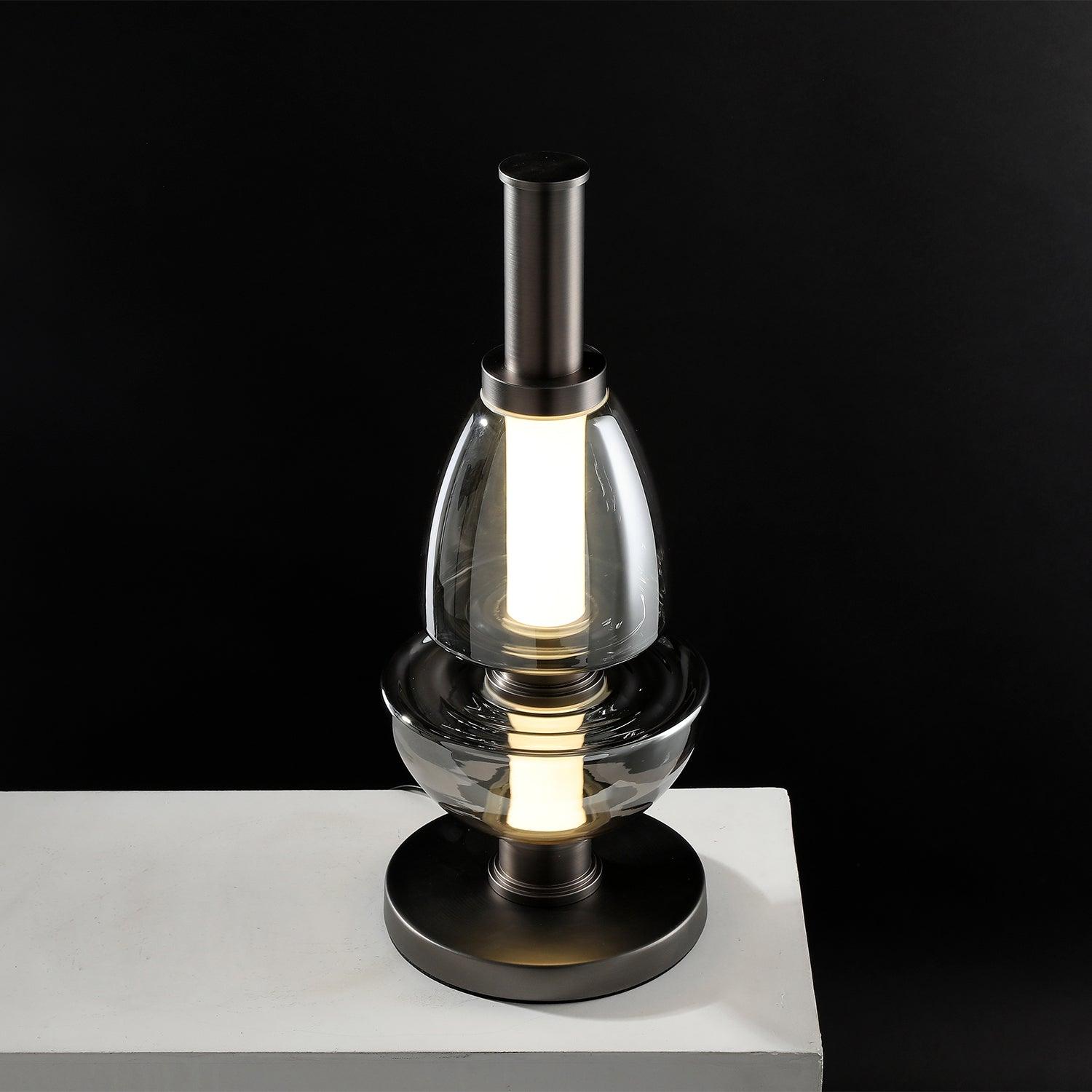 Modern Totem Geometric Glass Table Lamp with Integrated LED for Living Room Decor