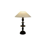 Tournage Sculptural Oak Wood Desk Lamp with White Linen Shade for Bedside Lighting