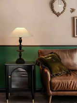 Tournage Sculptural Oak Wood Desk Lamp with White Linen Shade for Bedside Lighting