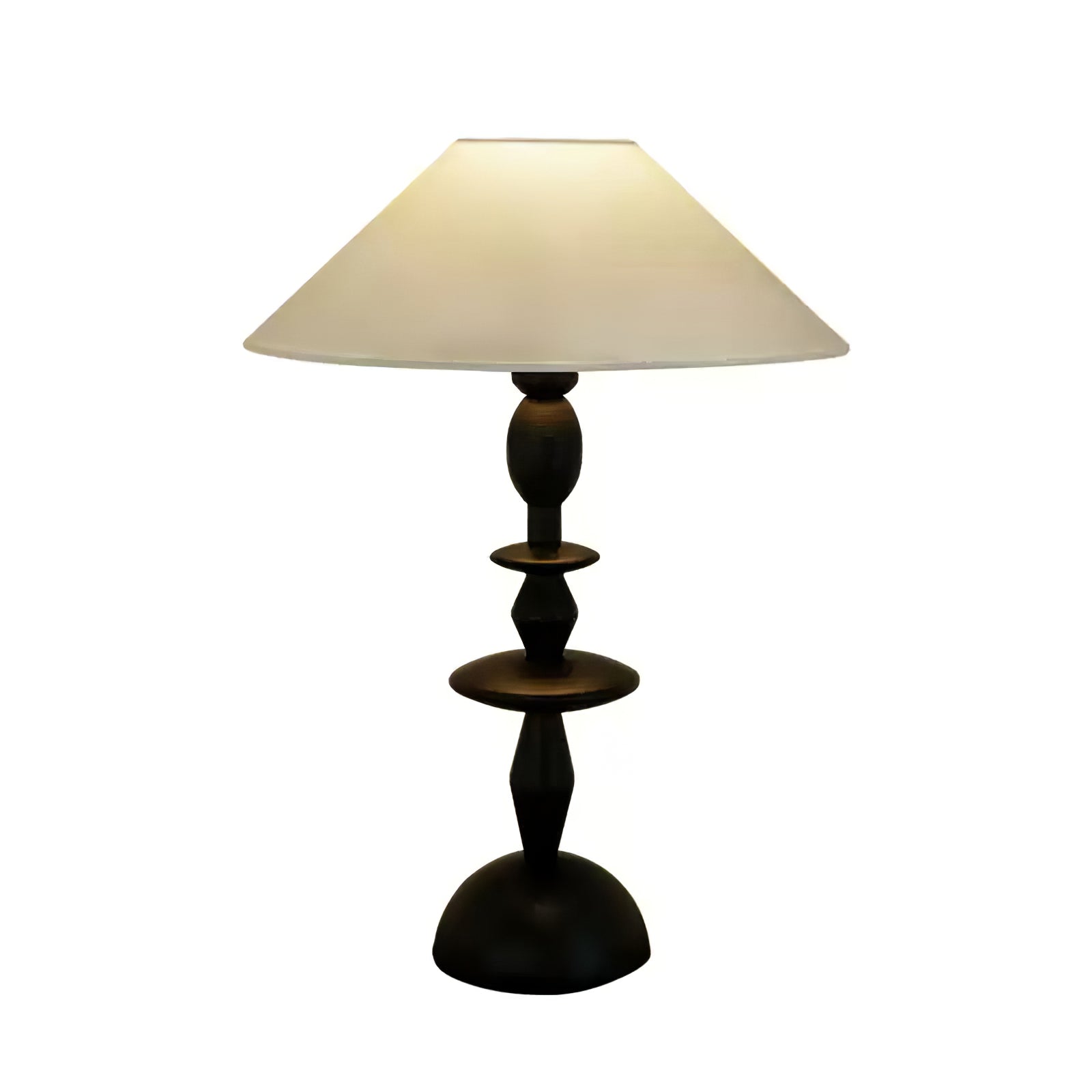 Tournage Sculptural Oak Wood Desk Lamp with White Linen Shade for Bedside Lighting
