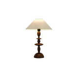Tournage Sculptural Oak Wood Desk Lamp with White Linen Shade for Bedside Lighting