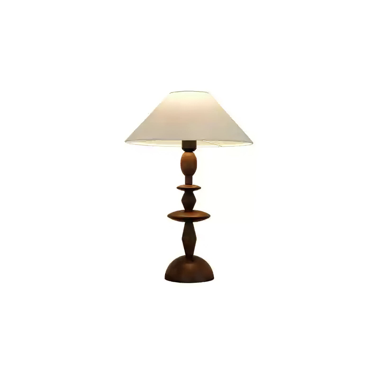 Tournage Sculptural Oak Wood Desk Lamp with White Linen Shade for Bedside Lighting