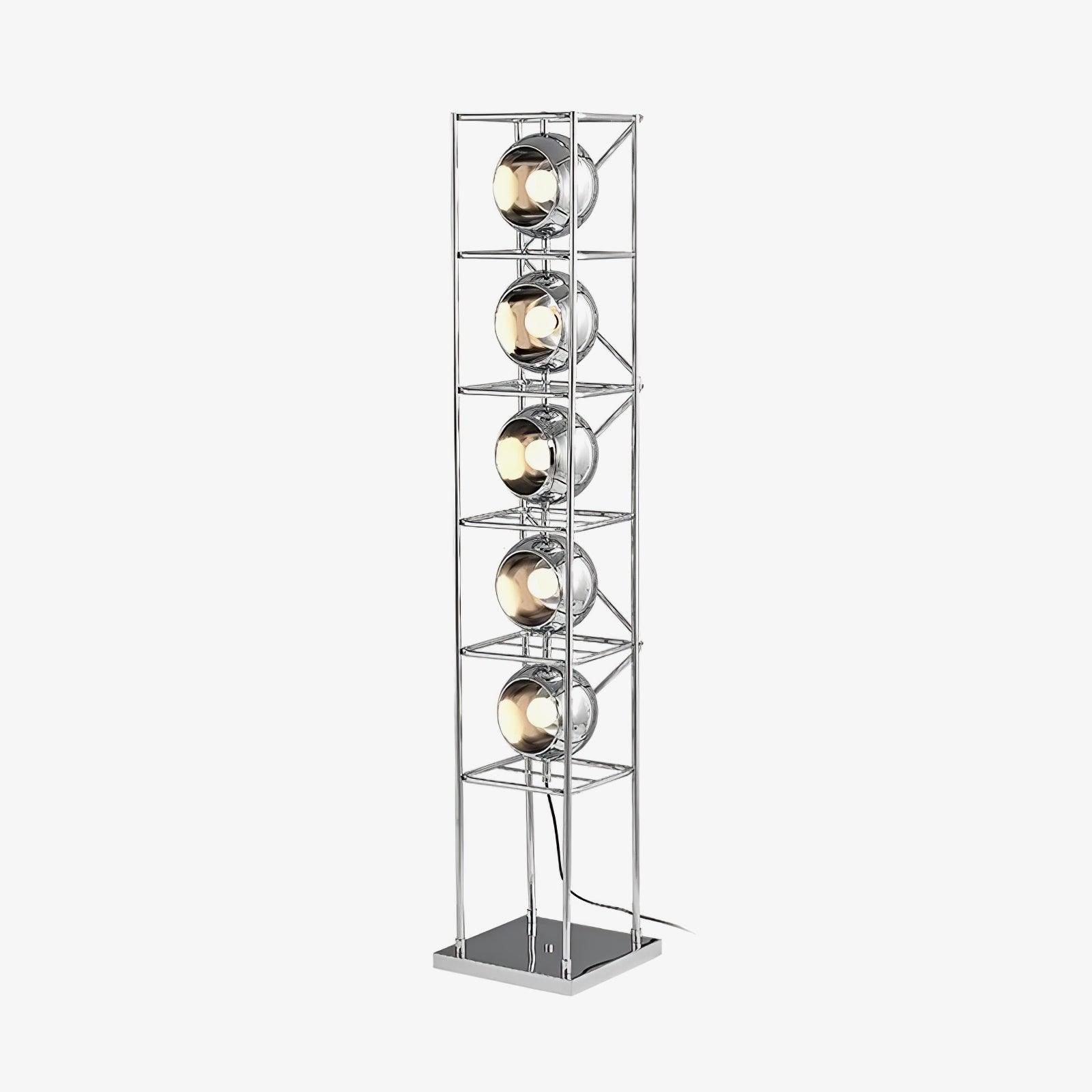 Modern Tower of Spheres Floor Lamp Chrome Geometric Lighting with Glass Globes