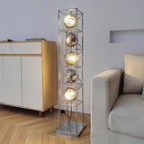 Modern Tower of Spheres Floor Lamp Chrome Geometric Lighting with Glass Globes